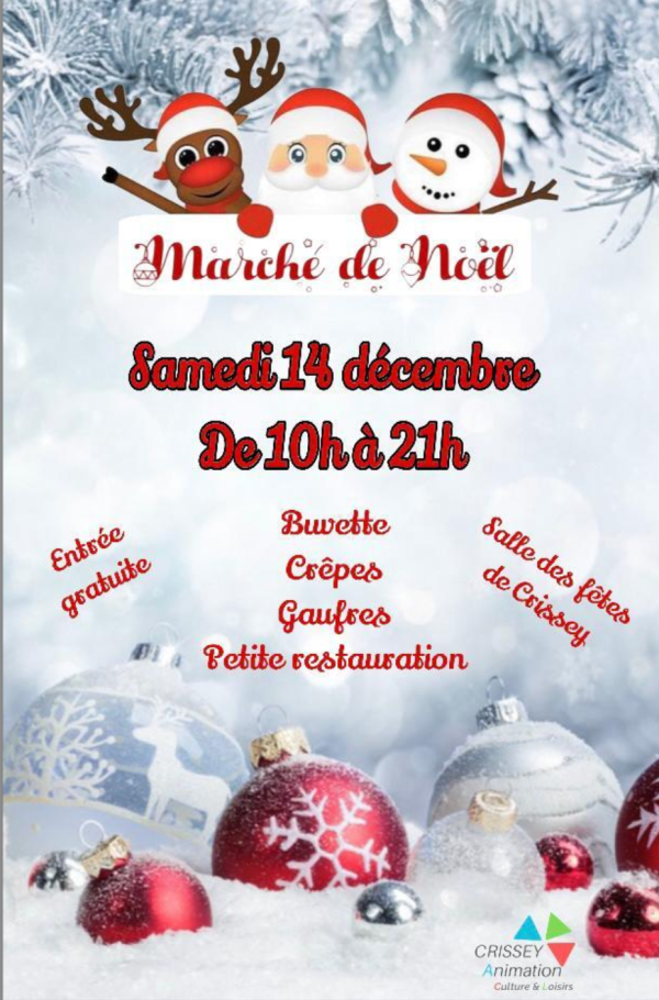 Marché de Noël le samedi 14 décembre à Crissey 