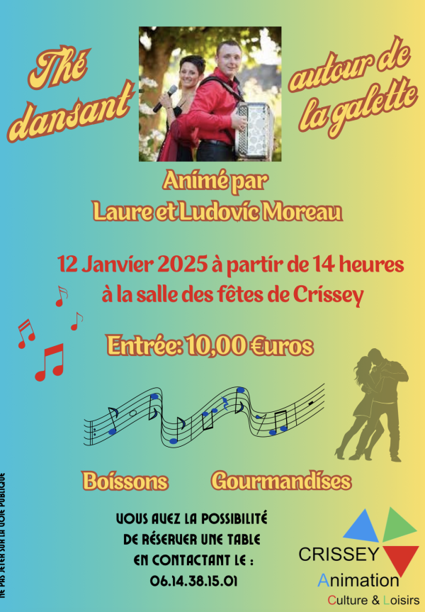 Thé dansant organisé par Crissey Animation le 12 janvier 