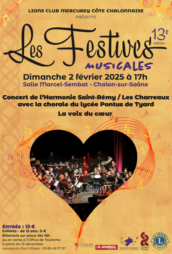 Les FESTIVES MUSICALES annoncées  le dimanche 2 février 