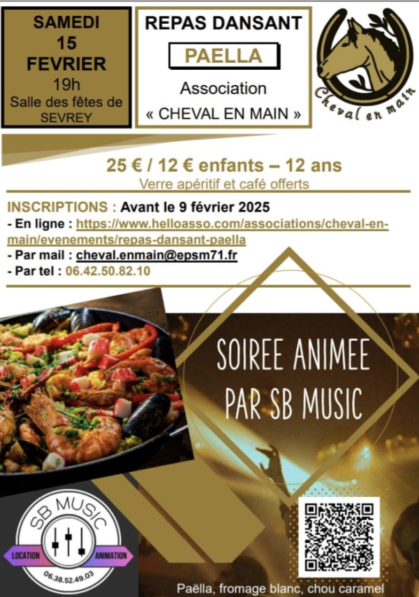 L'Association Cheval en main organise un repas-dansant le 15 février à Sevrey 