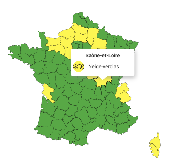 La vigilance jaune verglas maintenue mardi  matin en Saône et Loire et en Côte d'Or 