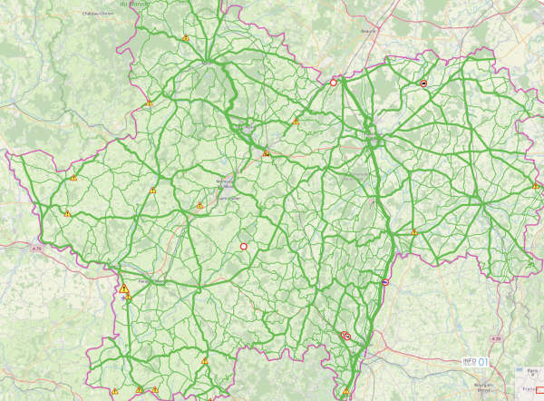 Une situation au vert ce jeudi matin sur les routes de Saône et Loire 