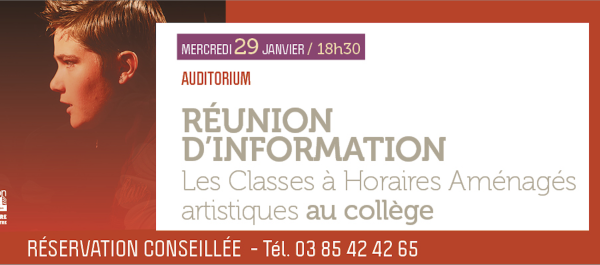 Réunion d’information le 29 janvier 2025 Les CHA (Classes à Horaires Aménagés) au collège