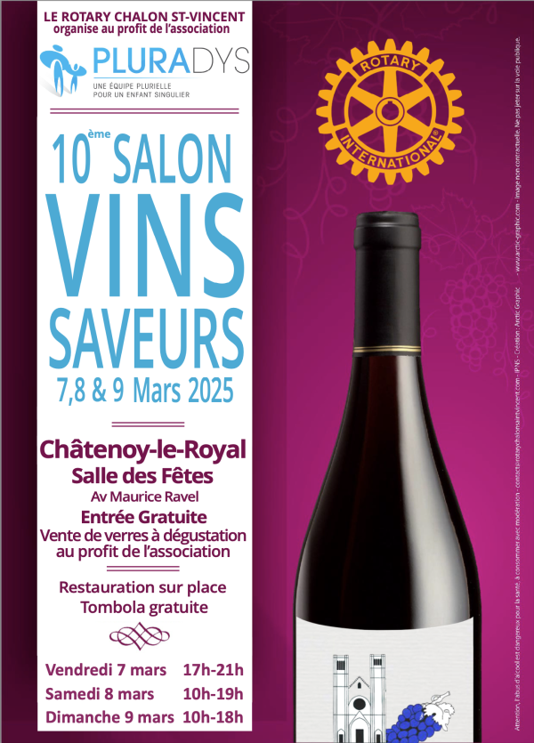 Le Rotary Chalon Saint-Vincent organise son salon « Vins-Saveurs» du 7 au 9 mars