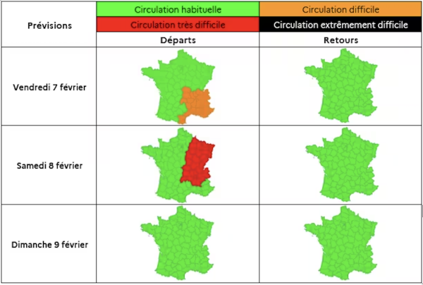 Bison futé prévoit une circulation "très difficile" samedi dans l'est de la France
