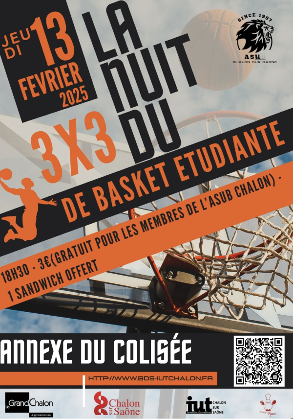 Après La Nuit du Badminton et La Nuit du Volley, voici le retour des Nuits Sportives Etudiantes avec La Nuit du Basket 3X3.