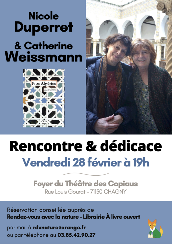 Rencontre & dédicace le 28 février à Chagny autour de Nicole Duperret et Catherine Weissmann