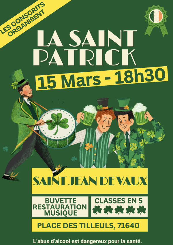 Saint-Jean-de-Vaux aux couleurs de la Saint-Patrick le 15 mars 