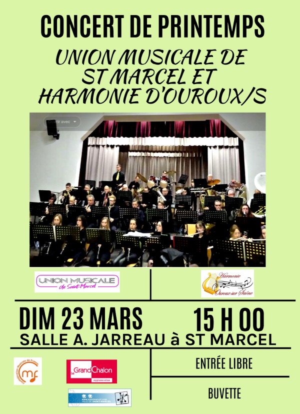 Concert de printemps pour l'Union musicale de Saint-Marcel et l'harmonie d'Ouroux 