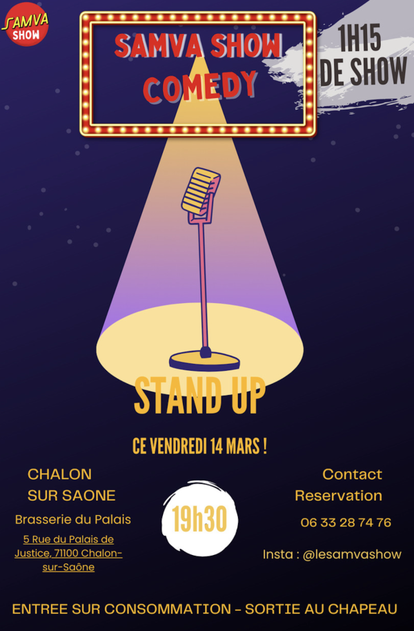 Soirée Stand-up à la brasserie du Palais vendredi 14 mars 