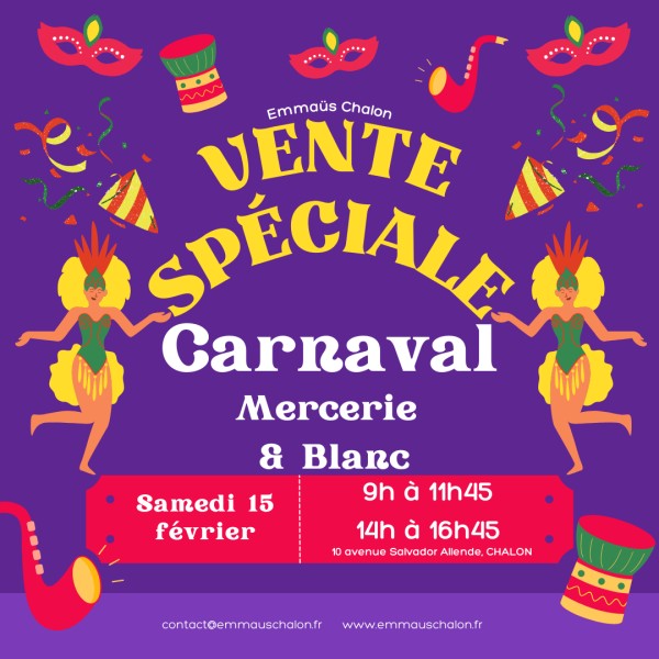 EMMAUS CHALON - Vente spéciale carnaval ce samedi 