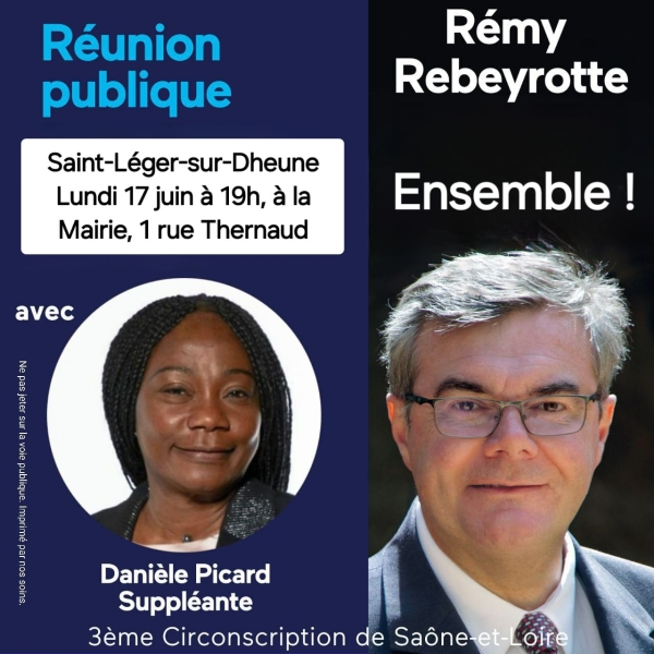 LEGISLATIVES - 3e circonscription de Saône et Loire - Rémy Rebeyrotte et Danièle Picard annoncent le planning de leurs réunions publiques 