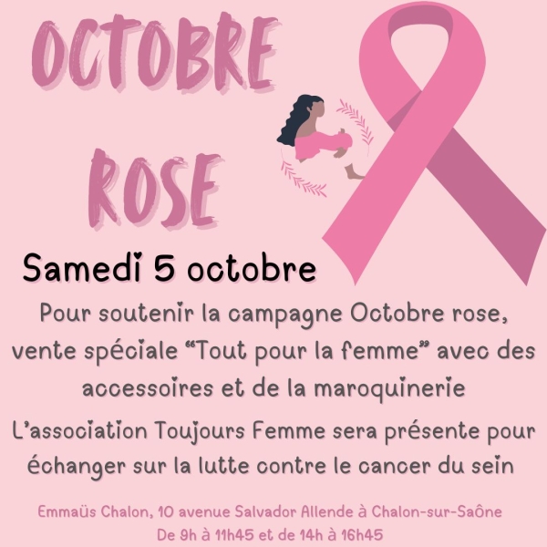 OCTOBRE ROSE - Vente spéciale chez Emmaüs Chalon ce samedi 