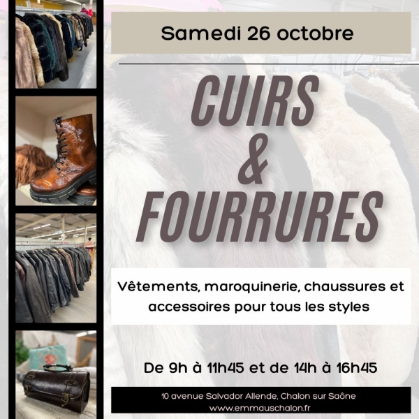 Vente Emmaüs Chalon - spéciale cuirs et fourrures le 26 octobre 