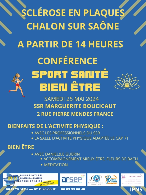 Sclérose en plaques - Une conférence sport/santé organisée le 25 mai au SSR Marguerite Boucicaut à Chalon 