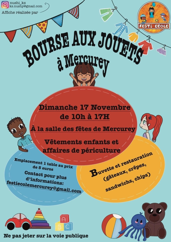 Bourse aux jouets le 17 novembre à Mercurey 