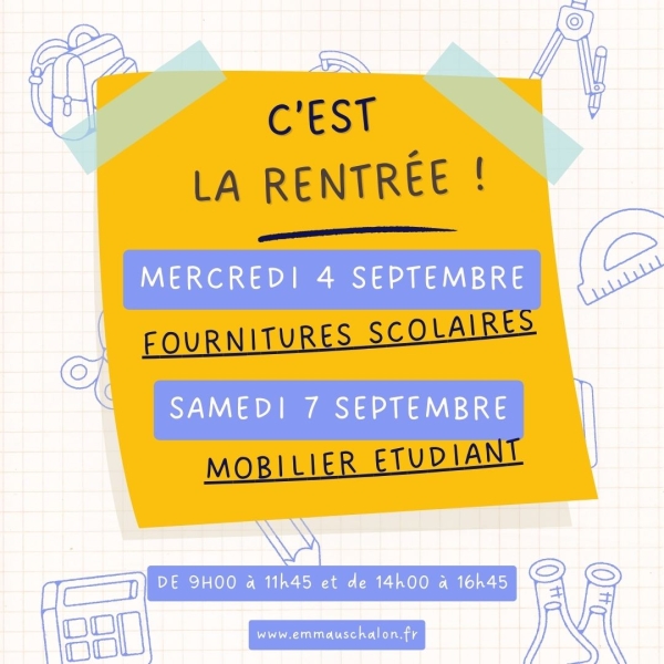 C'est la rentrée ! Emmaüs Chalon organise deux ventes à thème pour préparer la rentrée des petits et des grands 