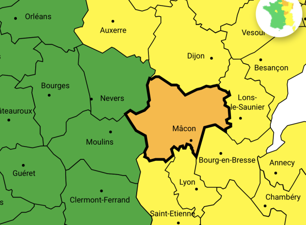 Alerte orange jusqu'à samedi après-midi en Saône et Loire 