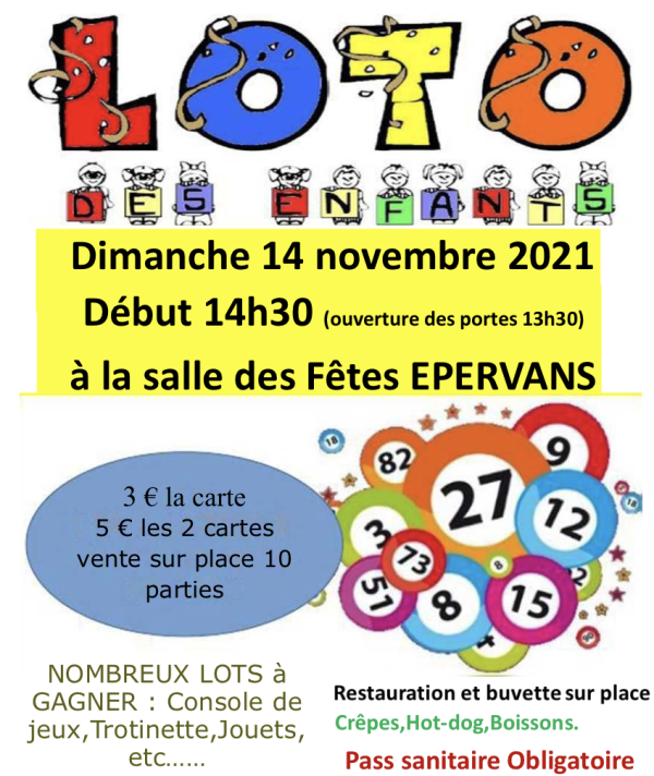 Un loto spécial enfants annoncé à Epervans -  - Toute l'info  sur le Grand Chalon et en Saône-et-Loire