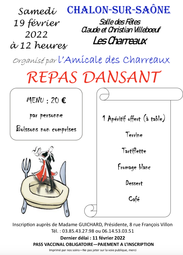 Repas dansant pour l'Amicale des Charreaux 