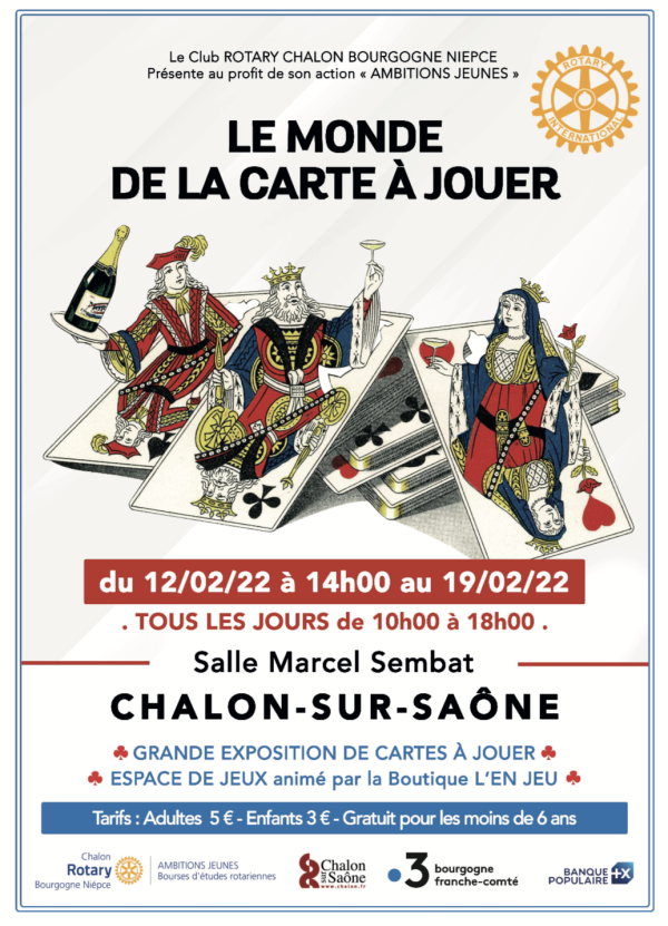 Le monde de la carte à jouer à découvrir du 12 au 19 février à l’initiative du Rotary Chalon Bourgogne Niépce