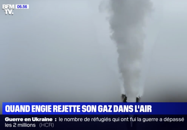 A l'heure de l'évocation d'une pénurie de gaz, des milliers de mètre cubes de gaz rejetés volontairement par Engie ? 