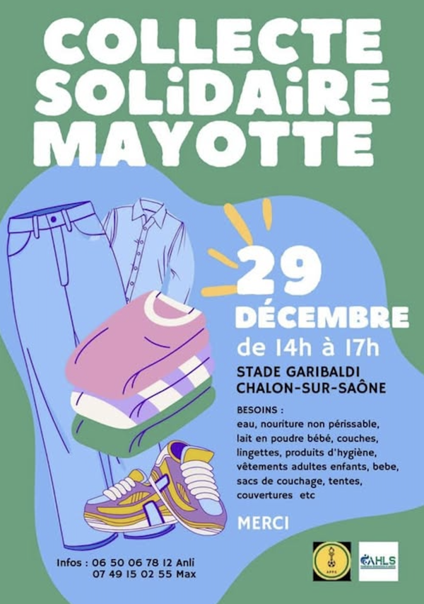 Une collecte solidaire pour Mayotte est organisée le 29 décembre au Stade Garibaldi 