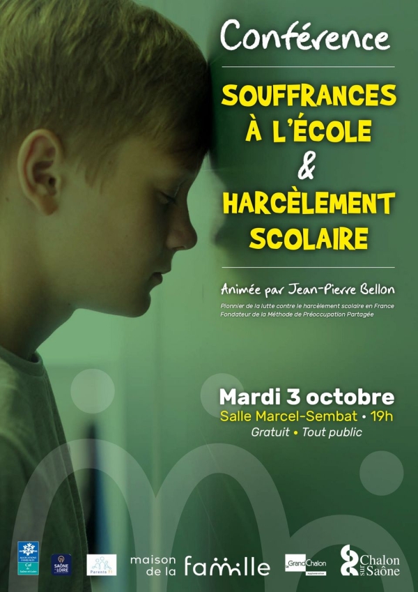 "Souffrances à l'école et harcèlement scolaire" - Conférence à Chalon 