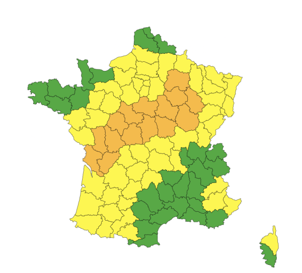 La Côte d'Or, la Nièvre et l'Yonne en vigilance orange ce lundi 