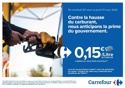 Opération carburant : Carrefour anticipe la réduction de 15 centimes par litre d’essence, décidée par le Gouvernement