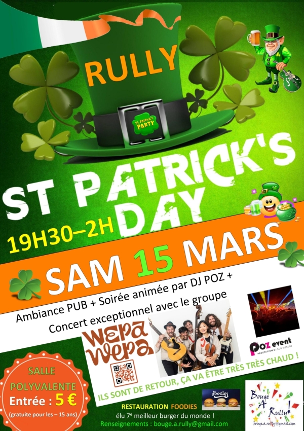 Rully - Fêtez la Saint-Patrick le samedi 15 mars avec Bouge à Rully !