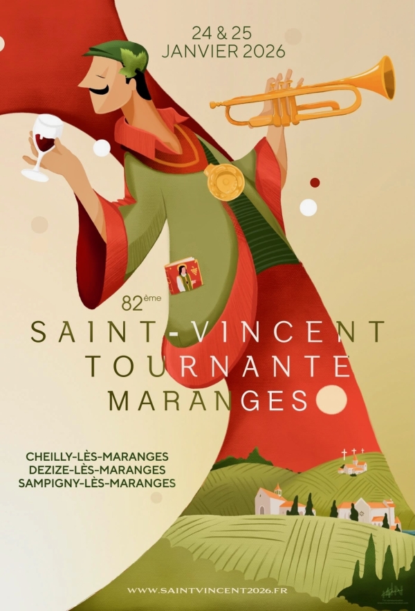 Saint-Vincent Tournante Maranges 2026 - L’affiche officielle a été dévoilée : un hymne au vin et à la fête