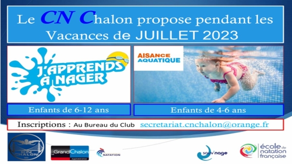 Opération J’apprends à Nager (6/12 ans) & Aisance Aquatique (4/6 ans).