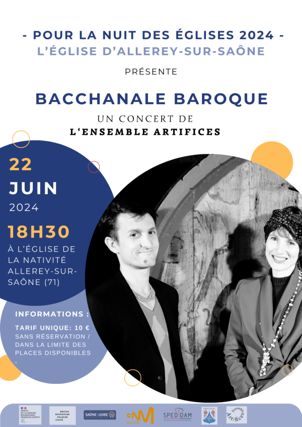 Samedi 22 juin 2024 concert « Bacchanale Baroque » en l’église d’Allerey sur Saône