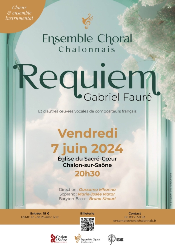 Samedi 7 juin : Concert de l'ECC avec le Requiem de Faure en l'église du Sacré-Coeur