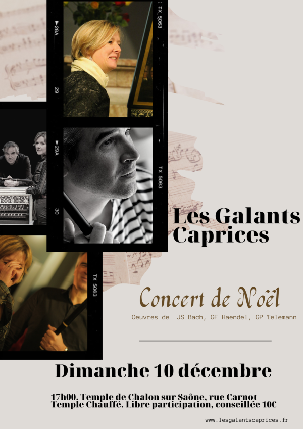 Concert de Noël avec les Galants Caprices le dimanche 10 décembre au Temple rue Carnot