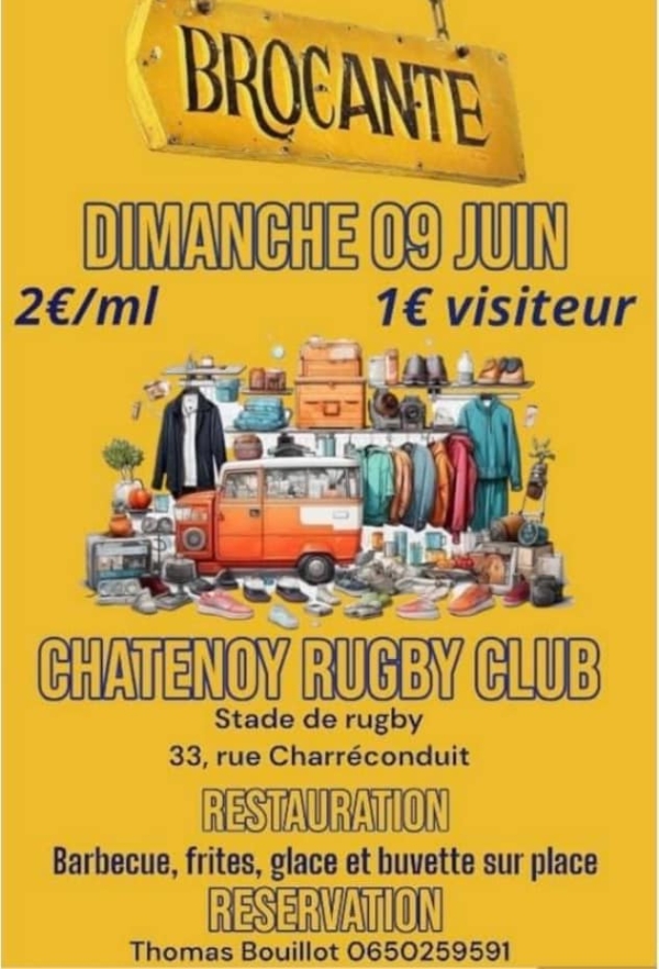 Dimanche 9 Juin 2024 Grande Brocante du rugby de Chatenoy le Royal