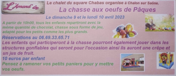 L'Amand'in organise une chasse aux oeufs de Pâques, square Chabas