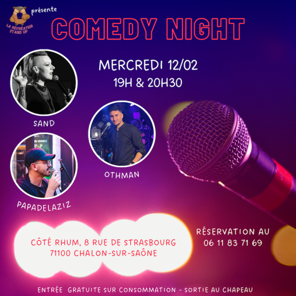 Dernière date de la saison hivernale du Comedy Club de Côté Rhum. À ne pas manquer !