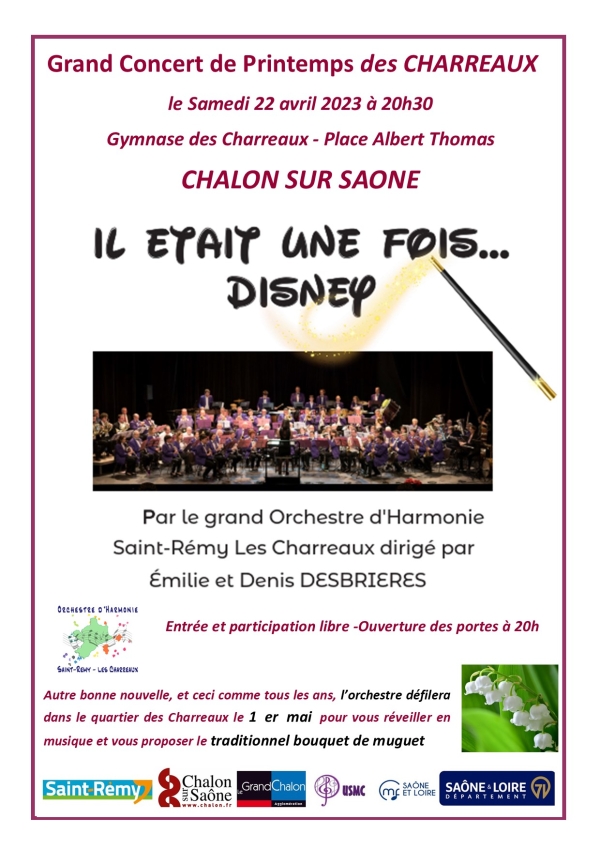  Grand concert de printemps par l'Orchestre d'Harmonie St Rémy/Les Charreaux l à 20h30 gymnase des Charreaux