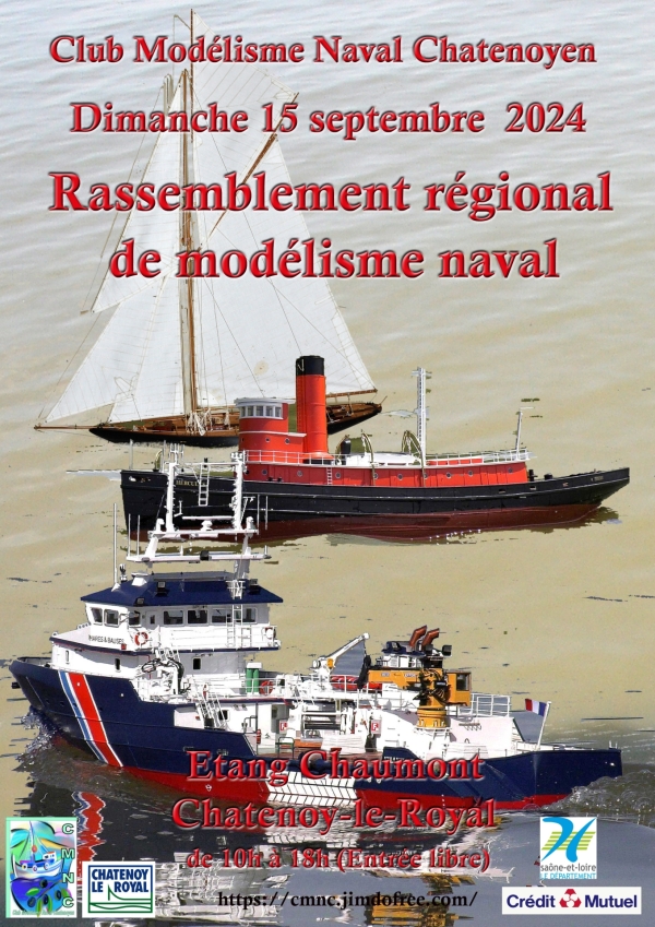 Grand rassemblement régional de modélisme naval sur l'étang Chaumont à Chatenoy le royal le dimanche 15 septembre de 10h à 17h.