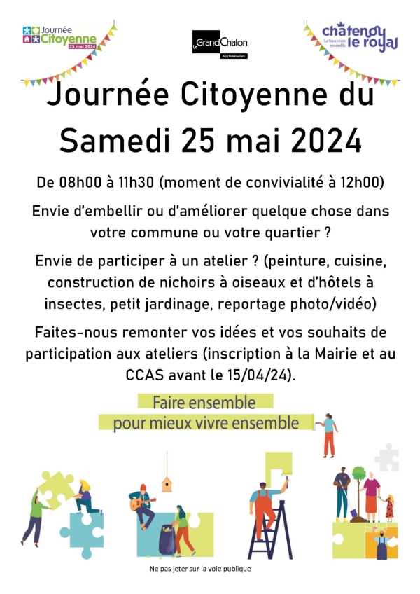 Journée citoyenne samedi 25 mai à Châtenoy le Royal