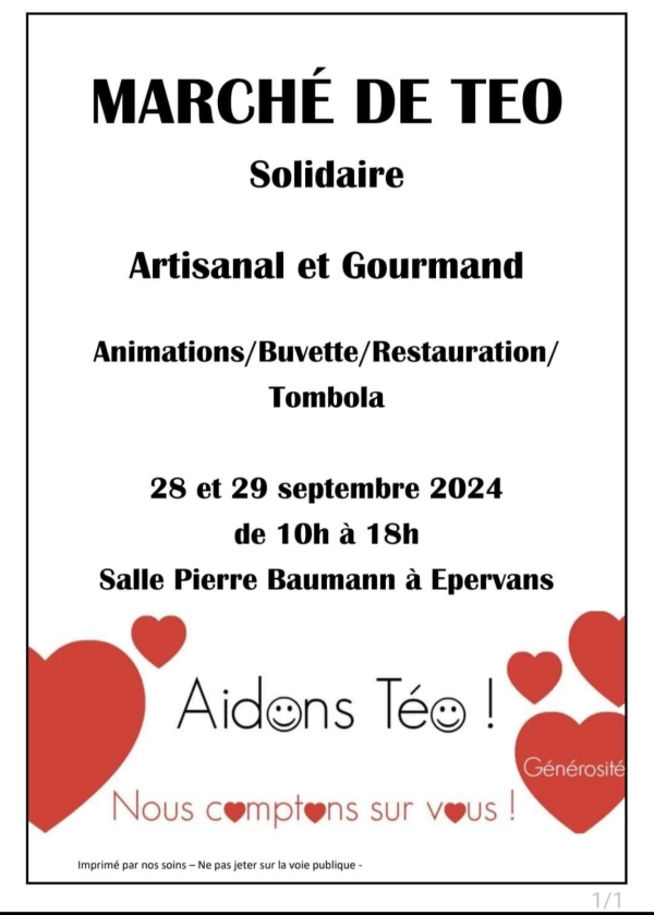 Marché solidaire de l’association Aidons Téo : tout le programme