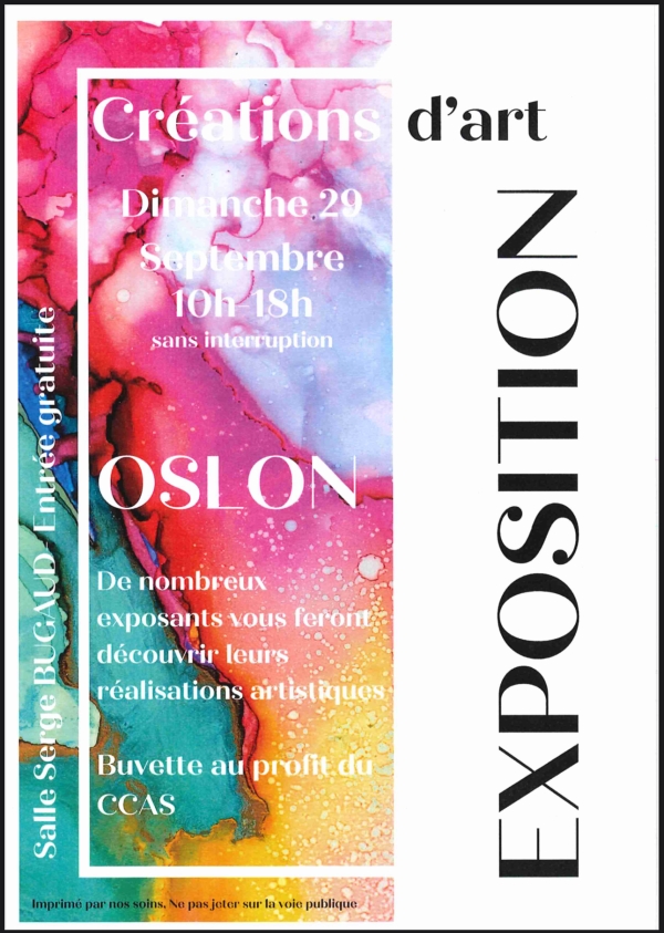 Oslon : exposition d’art ce dimanche 29 septembre de 10h-18h