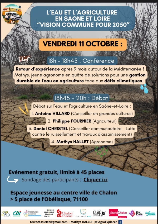 Conférence - Débat : Voyage autour de la Méditerranée (l'eau en agriculture) le 11 octobre prochain (places limitées)