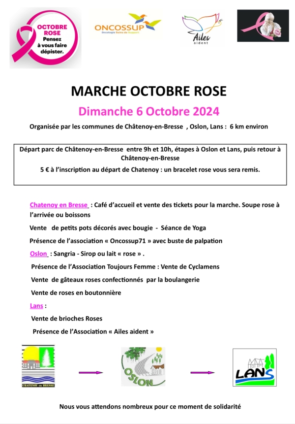 Octobre Rose : c’est aussi ce dimanche à Chatenoy-en-Bresse, Lans et Oslon !