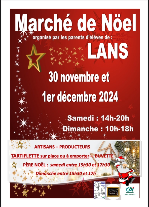 Marché de Noël de Lans : rdv les 30 novembre et 1er décembre 2024 prochains