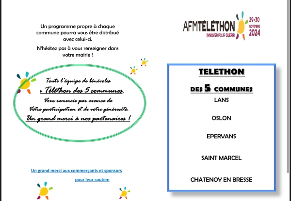 Téléthon des 5 communes : tout le programme du week-end avec Info Chalon 