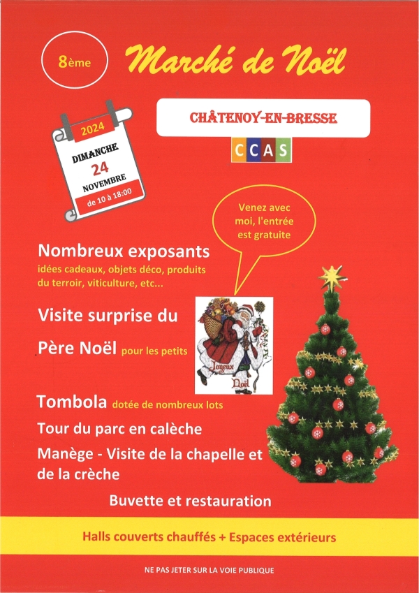 Le CCAS de Chatenoy-en-Bresse vous donne rendez-vous le 24 novembre prochain pour son traditionnel marché de Noël